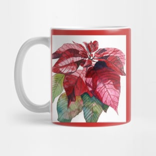 Red Poinsettia Flower original watercolour painting Mug